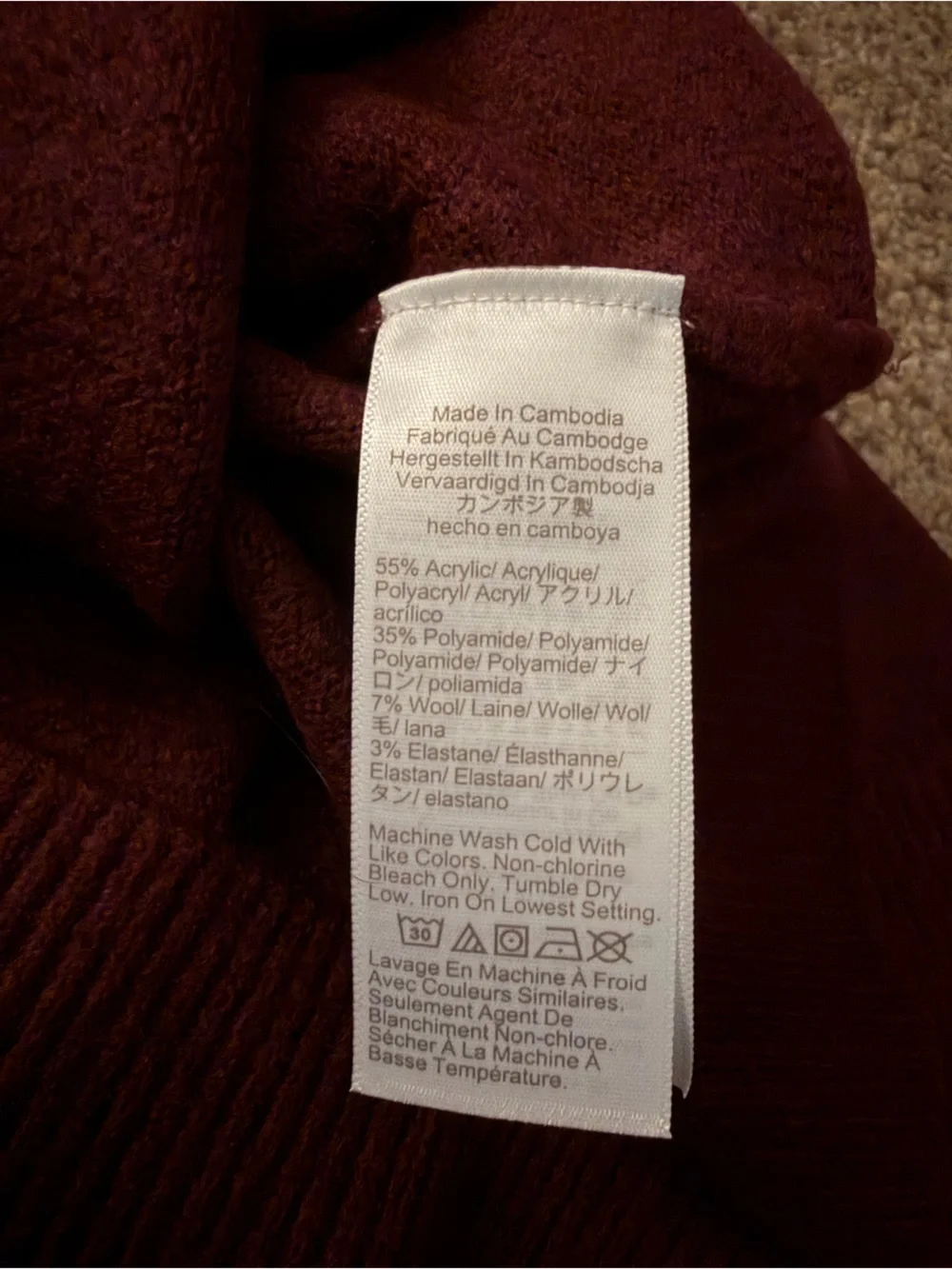 J.Crew Factory Ruffleneck Sweater Above Knee Dress Burgundy Berry Plus Size 2X